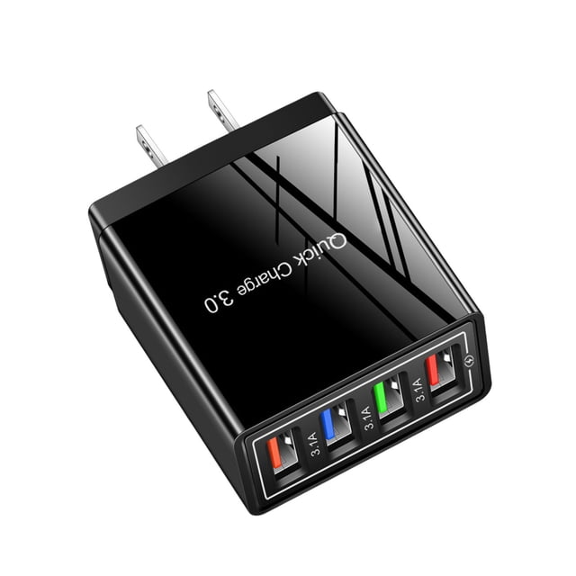 F 4 Port Fast Charger With Qc3.0 Usb Hub Led Light Us Plug For Efficient Multi Device Charging