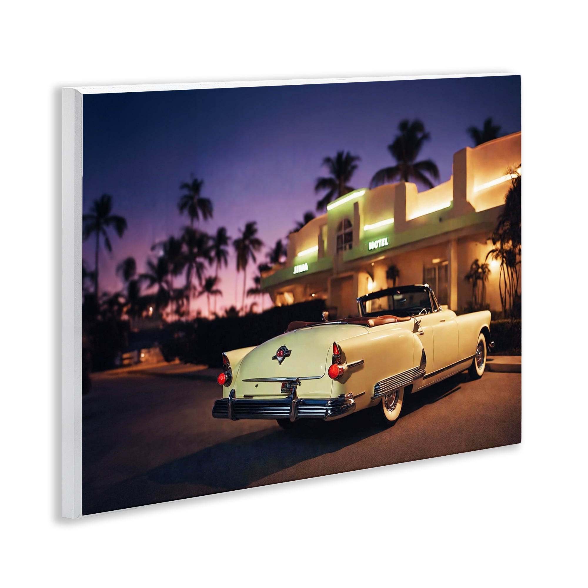 Stupell Industries Antique Car Tropical Motel Transportation Painting Unframed Art Print Wall Art, 14 x 11