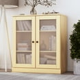 thumbnail image 3 of Palace Imports 100% Solid Wood 3-shelf Bookcase with Adjustable Shelves and Frosted Glass Doors, Yellow, 3 of 5