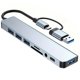 thumbnail image 1 of 8-in-1 USB-C Hub Dock - 1x USB 3.0, 3x USB 2.0, USB-C, SD/TF Card Reader, 3.5mm Aux for MacBook, PC, Laptop, Tablets, Smartphones, 1 of 5