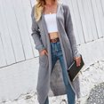 thumbnail image 2 of Juebong Cable Knit Long Cardigan for Women 2025 Long Sleeve Fall Winter Chunky Coats Open Front Button Sweaters with Pockets Gray,L, 2 of 8
