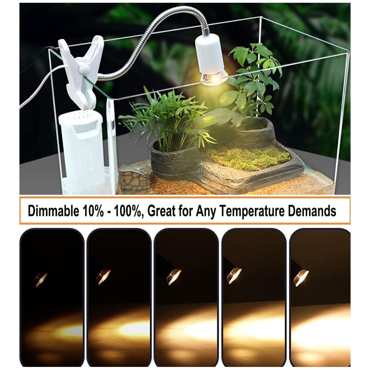 Reptile UVA UVB lamp with Clip-on Bulb Lamp Holder Kit Turtle Basking UV Heating Lamp Bulb Set Tortoises Lizards Light Lighting