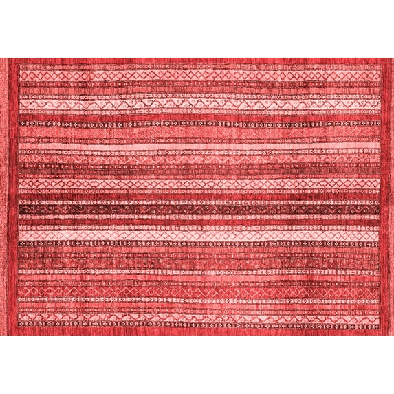Ahgly Company Machine Washable Indoor Rectangle Abstract Red Modern Area Rugs, 2' x 4'