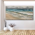 thumbnail image 5 of Large Sea Abstract Painting Seascape Oil Painting Abstract Seascape Large Wall Art Beach Art Blue Ocean Painting Brown Canvas Art,Unstretched,Frameless,(61*122cm)24*48Inches, 5 of 5