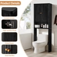 thumbnail image 3 of YOCWO Over The Toilet Storage Cabinet, Mid Century Storage Cabinet Over Toilet with 2 Doors and Open Shelf, Home Space Saver for Bathroom, Living Room, Black, 3 of 8