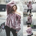 thumbnail image 2 of LYXSSBYX Winter Coats for Women Womens Fluffy' Sweater Warm Outwear Long Sleeve Hooded Sweatshirt Oversize Coat, 2 of 9