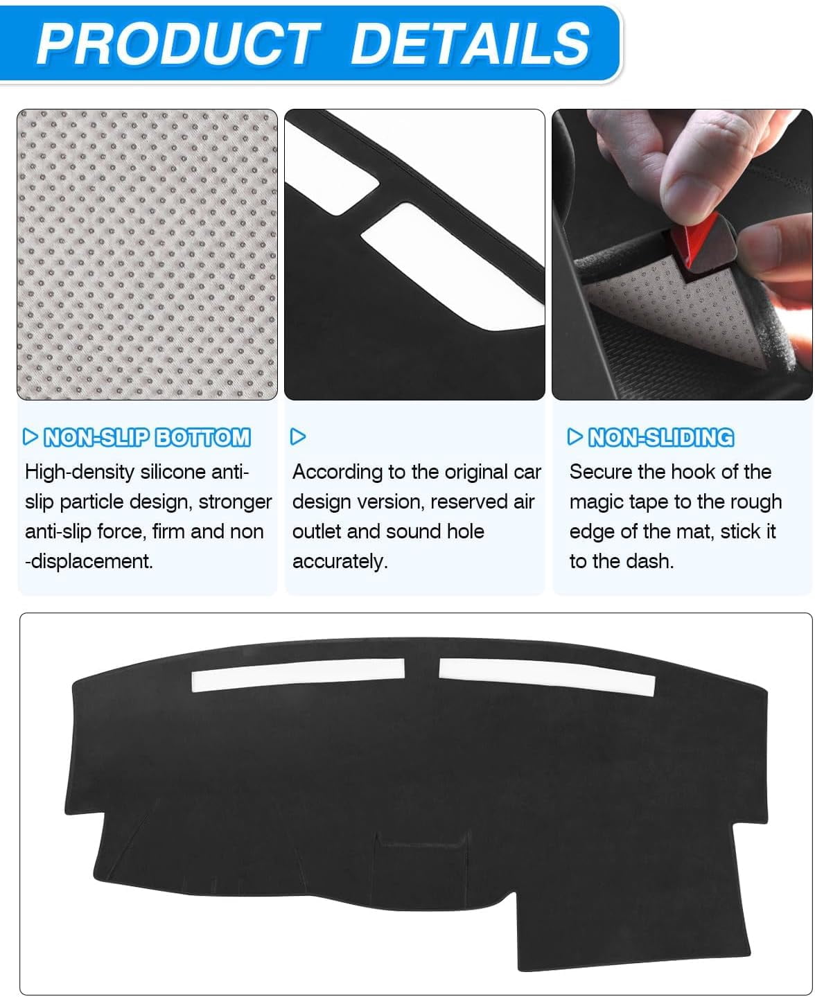 Canvcle Dashboard Cover Compatible with Nissan Titan 2004-2012 Accessories Dash Cover Mat Pad Black(Without Cutout for Navi/Sensor)