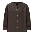 thumbnail image 5 of Holzkary Linen Tops for Women Summer V Neck Long Sleeve Womens Tops with Button Down Casual Loose Blouses Womens Fall 2025 Button V Neck Blouse Long Sleeve Blouses Loose Fit Shirt Tops Bronze S, 5 of 6