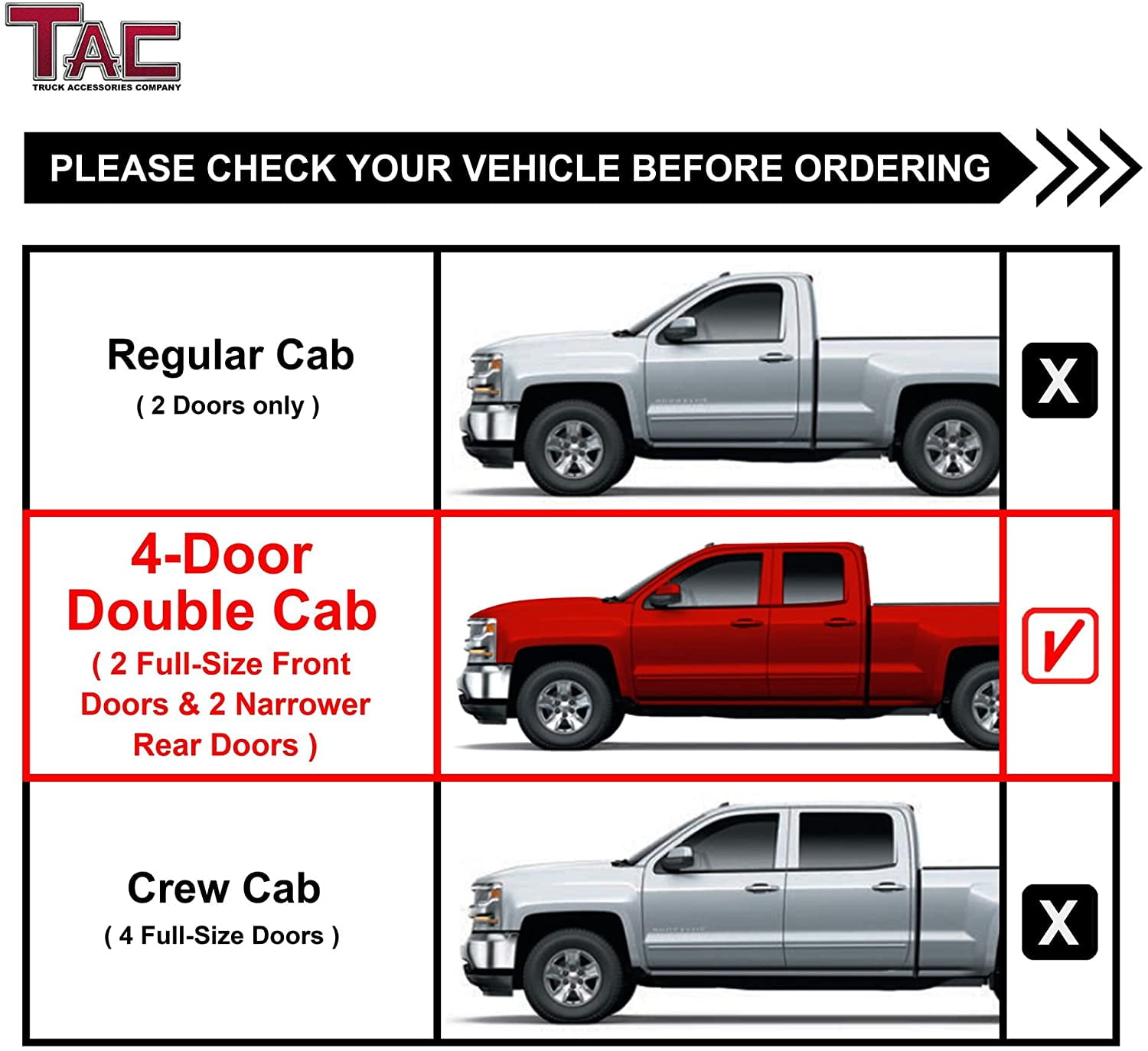 TAC Sidewinder Running Boards Fit 2007-2018 Chevy Silverado/GMC Sierra 1500|2007-2019 2500/3500 Extended Double Cab 4” Drop Side Steps Nerf Bars Rock Slider Pickup Truck Fine Texture Black