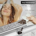 thumbnail image 4 of Mango Tile 24 Inch Brushed Nickel Linear Shower Drain, Rectangular Floor Drain, 304 Stainless Steel, Includes Adjustable Legs, Hair Strainer, Hook, 4 of 9