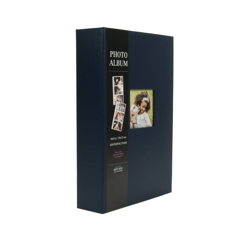 New View Gifts Blue Photo Album, Hardcover with Slip-In Pockets