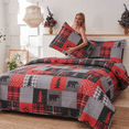 thumbnail image 7 of Beartech Quilt Set Twin Size Rustic Bedding Red Plaid Patchwork Quilt Forest Bear Bedding Lodge Cabin Bedspread Coverlet Lightweight Reversible Microfiber Quilt, 7 of 7