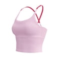 thumbnail image 3 of Felirenzacia Women's Tank Tops Built in Bras Racerback Colorblock Spaghetti Strap Tight Yoga Workout Tops,Pink,S, 3 of 7