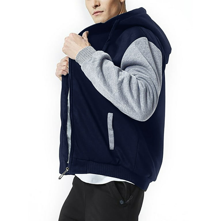 Jacket Hoodie Sweatshirt Coat Outwear Zip Basic Mens Hooded Sweat Solid  Color