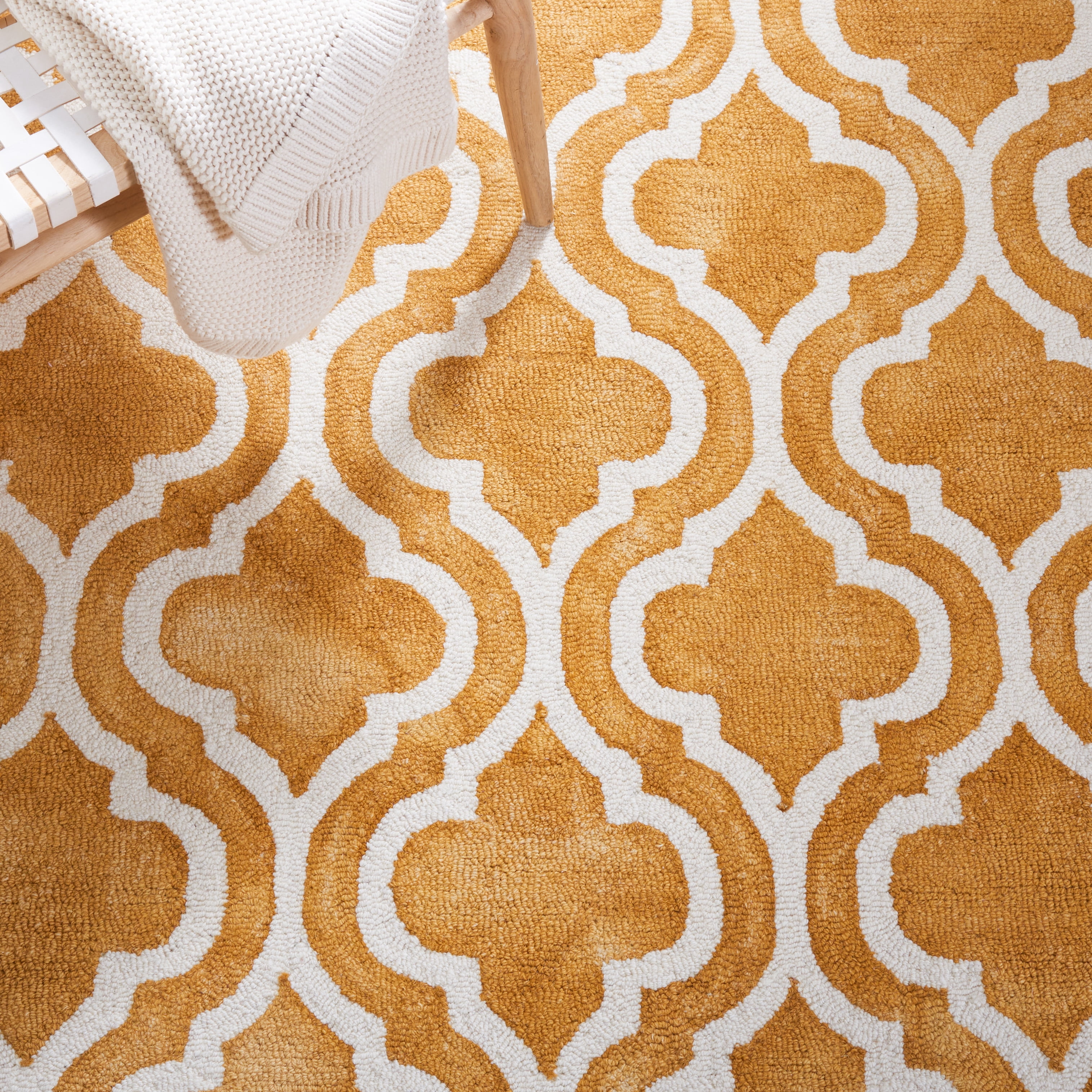 Safavieh Dip Dye Jolyon Geometric Wool Area Rug, Gold/Ivory, 7' x 7' Square
