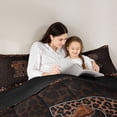 thumbnail image 4 of Erosebridal Brown Leopard Print Full Size Comforter Sets for Girls Women, Monogrammed R Bedding Sets, Black Reversible 3-Piece, 1 Comforter and 2 Pillowcases, 4 of 6