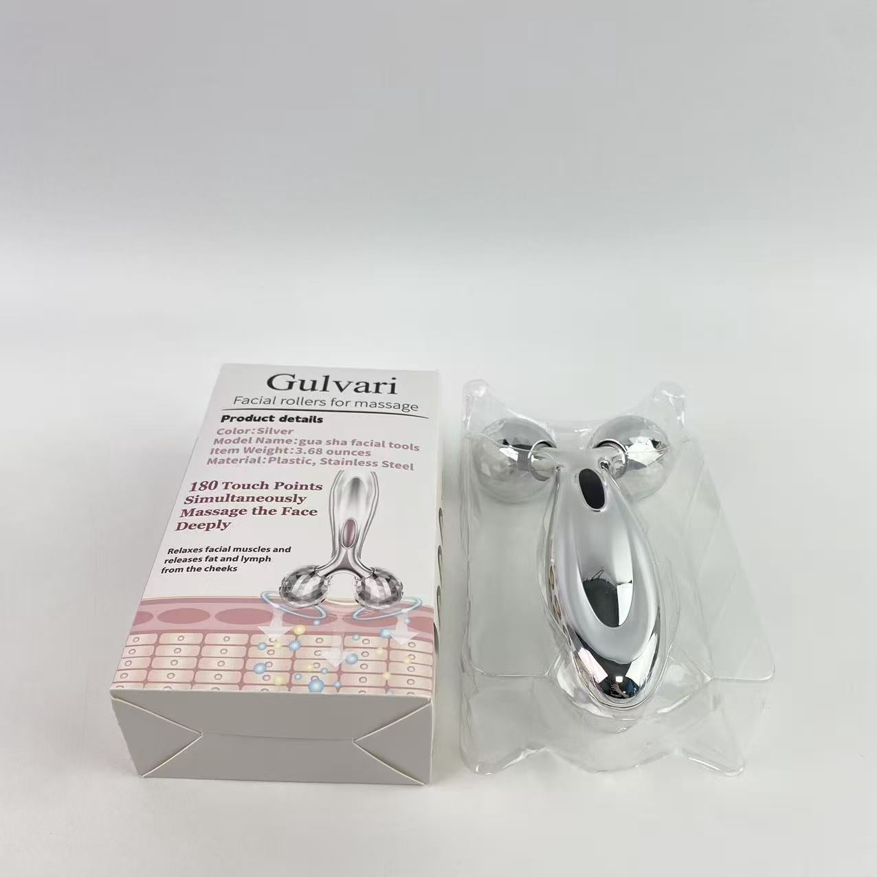Gulvari Facial rollers for massage,Face Roller Set, Facial Tool for Face Sculpting, Metal Skin Care, Massager for Women