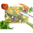 thumbnail image 2 of Abstract Flowers Purple and Yellow Glass Cutting Board Large, 2 of 2