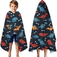 thumbnail image 3 of Dinosaur and Bone Silhouette Pattern Hooded Bath Towel，60"x35" for Ages 3 To 12 Kids, Quick Dry Lightweight Soft Microfiber Hood Beach Towel Cover Up for Kids, 3 of 7