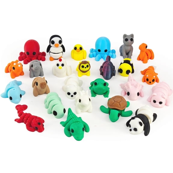 3D Printed Articulated Animal Figurines Set, Flexible Cute Desk Decor for Play & Display