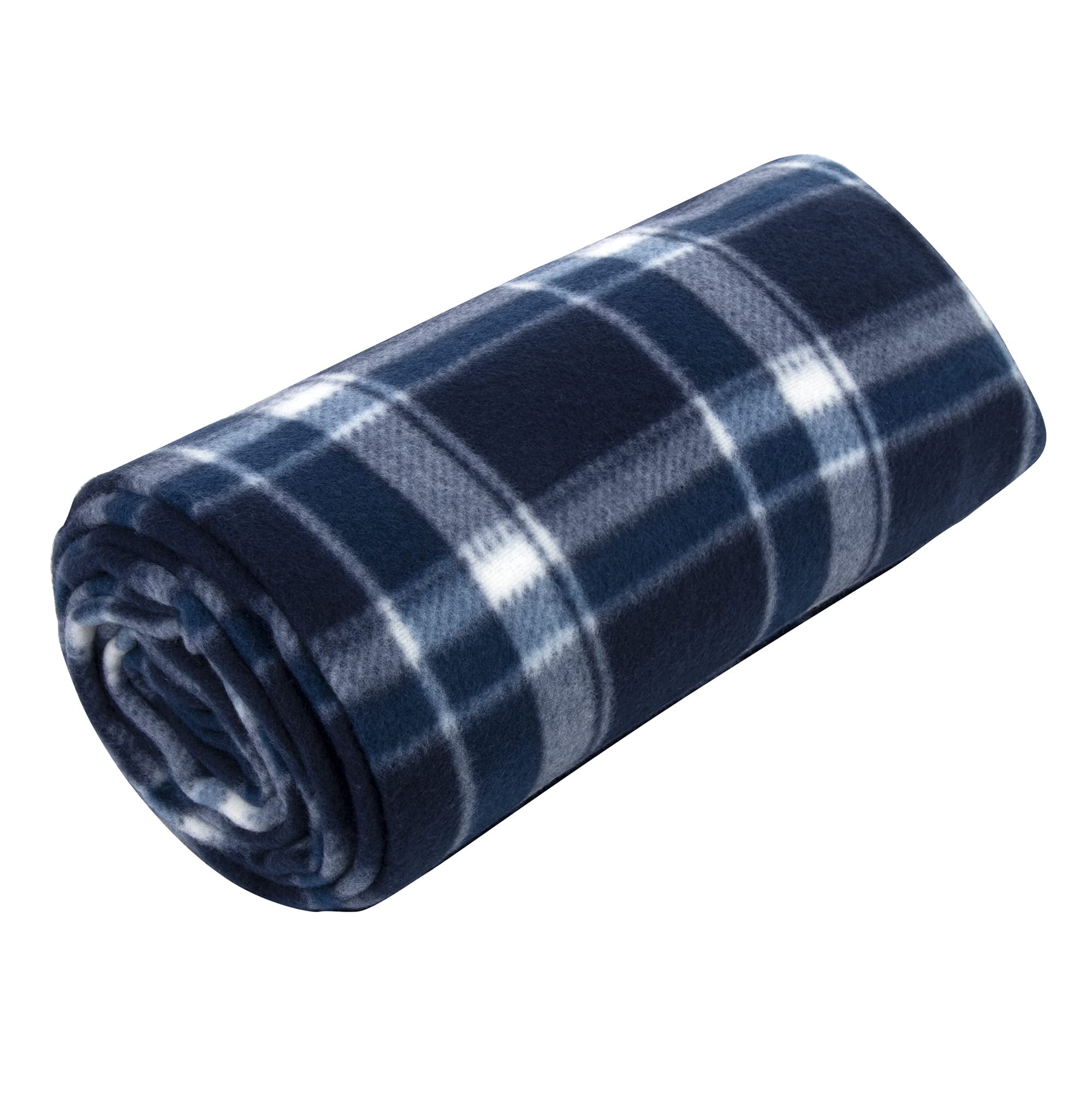 24 Pack of Bulk Wholesale 60”L x 50”W Plaid Color Fleece Throw Blankets for Fall, Winter, Spring, Summer, Men, Women, Children, Homeless, Charity Donation Drives in Blue Plaid