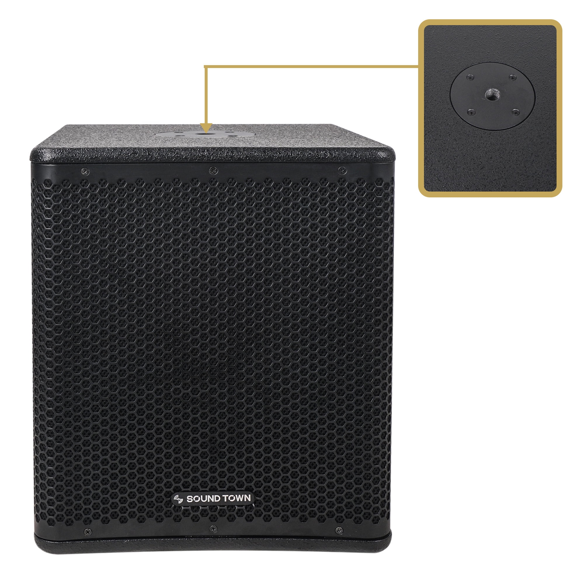 Sound Town OBERON Series 12" 800W Powered PA/DJ Subwoofer with Class-D Amplifier, LPF, Birch Plywood, Black (OBERON-12SPW)