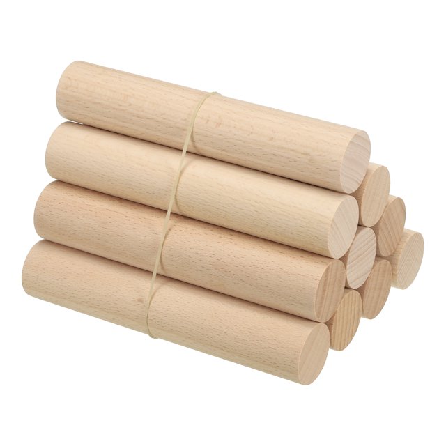 Unique Bargains 1-1/8 x 6 Inch Dowel Rods Wood Sticks Unfinished Wooden Dowel Rods Round Dowels Sticks 10 Pcs