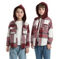 thumbnail image 3 of GYRATEDREAM 3M-8T Boys Girls Flannel Hoodie Plaid Shirt Jacket Long Sleeve Lapel Button Down Pocketed Shirts Regular Fit Casual Fall Coat, 3 of 6