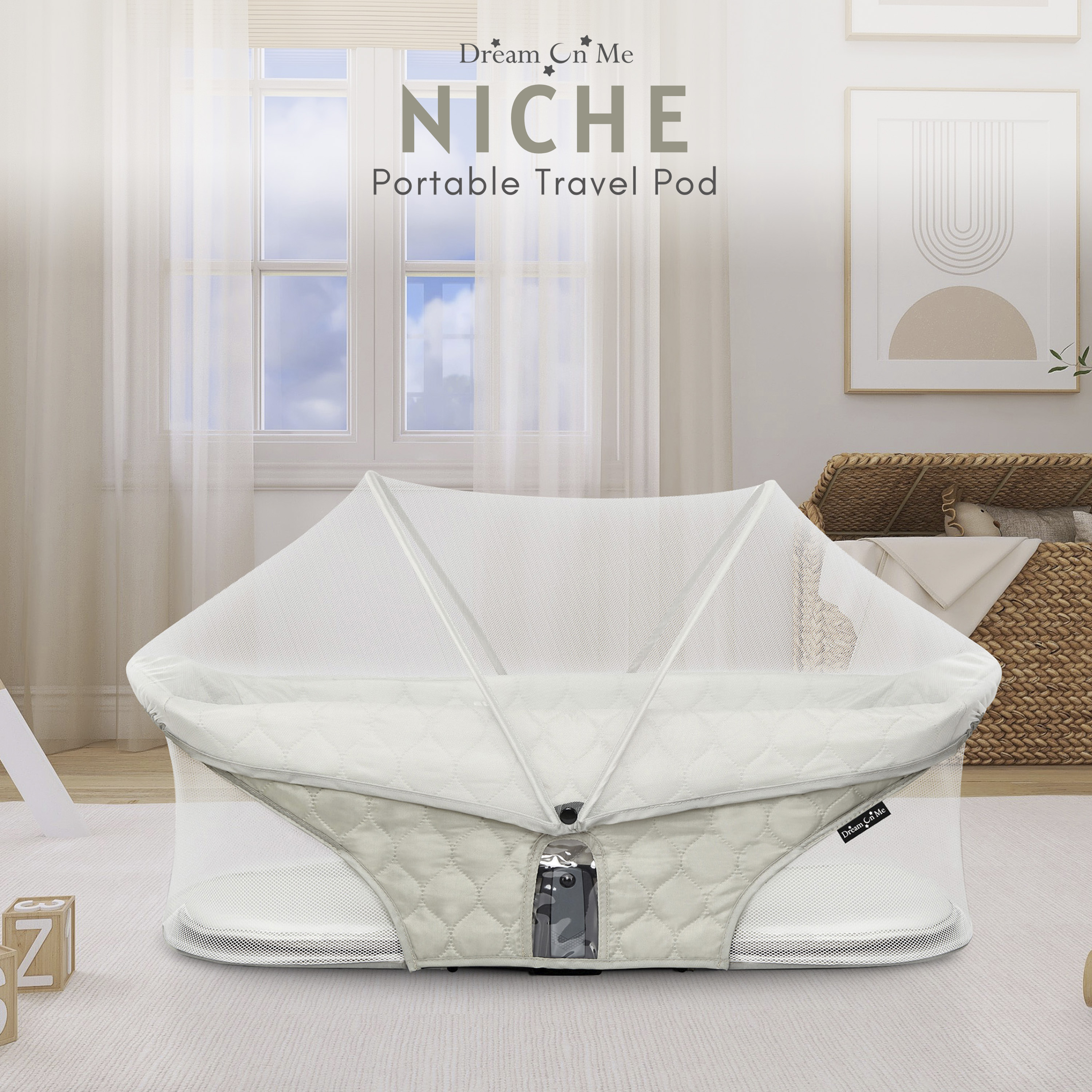 Dream On Me Niche On The Go Portable Travel Pod for Babies in Grey, Lightweight and Easy to Fold - image 4 of 12
