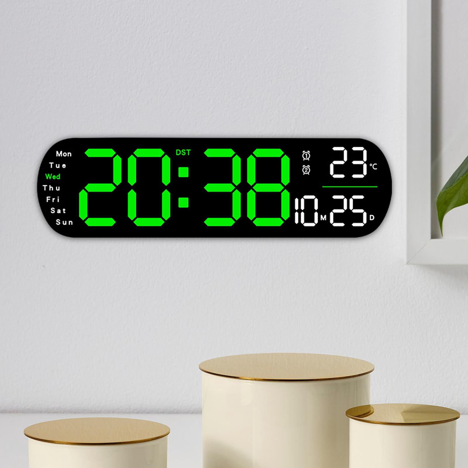 TISHITA Digital Alarm Clock Calendar Clock Desk Clock Tabletop Wall Mount Colorful Night Light  degreeF/ degreeC Switchable for Dorm Shelf Office Green