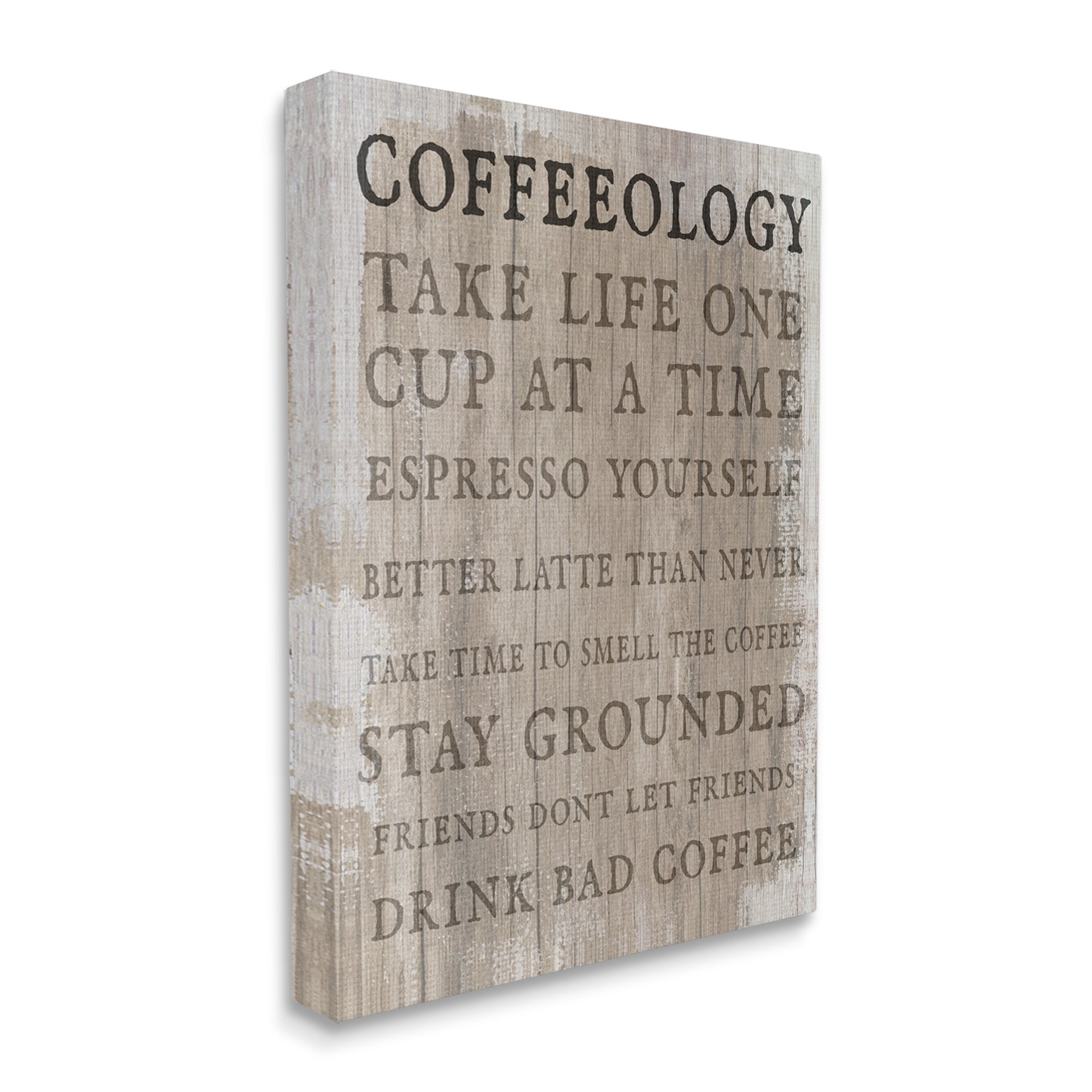 Stupell Industries Rustic Coffeeology Sign Espresso Positivity Phrases Drink Puns, 36 x 48, Design by Daphne Polselli