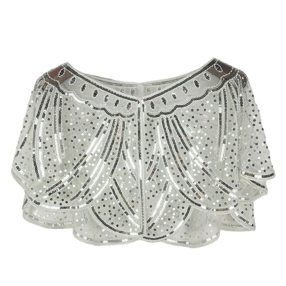 Vintage 1920s Flapper Shawl – Sequined Beaded Evening Wrap for Women, Wedding, Party, Gatsby Costume & Special Occasions – Elegant Fringe Scarf