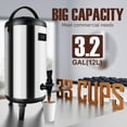 thumbnail image 6 of TZIIDI Insulated Beverage Dispenser.Stainless steel,12L/3.2Gal.For hot and cold drinks.Spigot included.Ideal for tea, coffee, milk, water, juice.Keeps beverages at right temp,durable(SILVER), 6 of 7