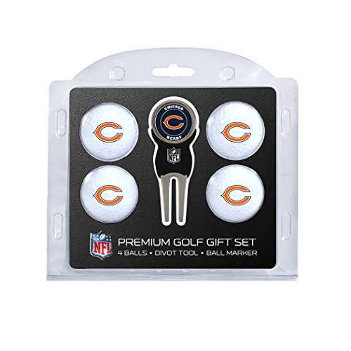 Team Golf NFL Chicago Bears Regulation Size Golf Balls (4 Count) & Divot Tool with Removable Double-Sided Magnetic Marker