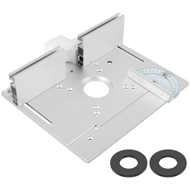 MesaSe Routeur Table Plaque d'Insertion Multifonctionnelle Bois Routeur Plaque de Retournement en Alliage d'Aluminium Fraiseuse Planche de Retournement avec Règle d'Angle et Backer pour le Travail du Bois
