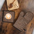 thumbnail image 5 of Brown and Black Leopard Print Kitchen Oven Mitt and Pot Holder Sets 2 Pcs for Baking, Cooking and Grilling, Heat Resistant Up To 392 °F, 5 of 7