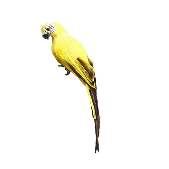 HKUKY Realistic Foam Bird Figurine with Feather for Desktop Garden Home Decor Lightweight Decorative Bird, Yellow