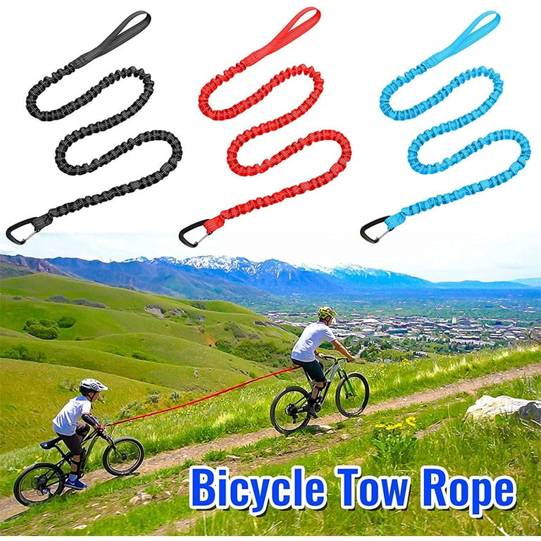Kids MTB Tow Rope - Child Bike Stretch Bungee Cord Pull Behind Attachment, Compatible with All Mountain Bikes, Easier Hill Climbs, Bigger Family  Rides, Shock Absorbing