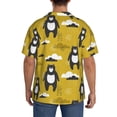 thumbnail image 3 of Uemuo Cartoon Bear Yellow Pattern Cotton Linen Short Sleeve Shirts,Casual Lightweight Button Down Shirts,Vacation Beach Summer Tops-4X-Large, 3 of 7