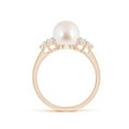thumbnail image 2 of Angara Japanese Akoya Cultured Pearl Trio Diamond Ring in 14K Rose Gold for Women | June Birthstone Jewelry for Her, 2 of 8
