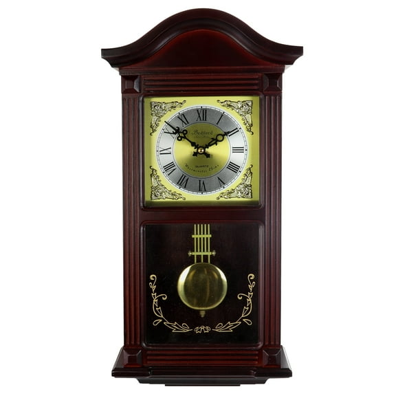 Bedford Clocks Wall Clock, 22"H x 10-3/4"W x 5"D, Cherry Wood