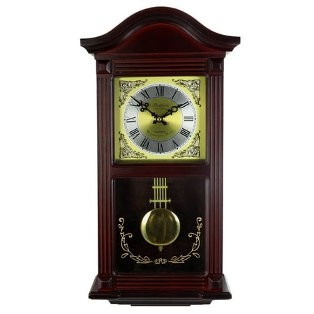 Bedford Clocks Wall Clock, 22H x 10-3/4W x 5D, Cherry Wood