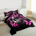 thumbnail image 2 of Manfei Kawaii Butterfly Queen Size,Halloween Skeleton Sets,Gpthic Theme Bedding Comforter Set For Girls Teens,Ultra Soft Home Decor Reversible,3 Pieces, 2 of 7