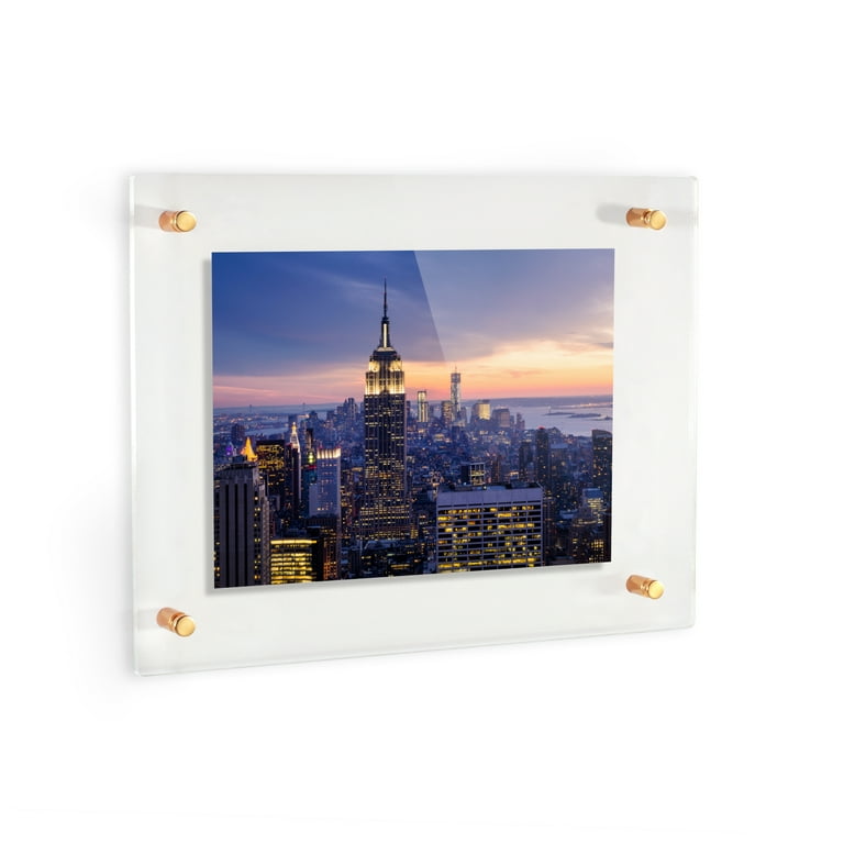 ArtToFrames Floating Acrylic Frame for Photos Up to 16x20 inches (Full  Frame is 20x24) with White Acrylic Standoff Hardware 