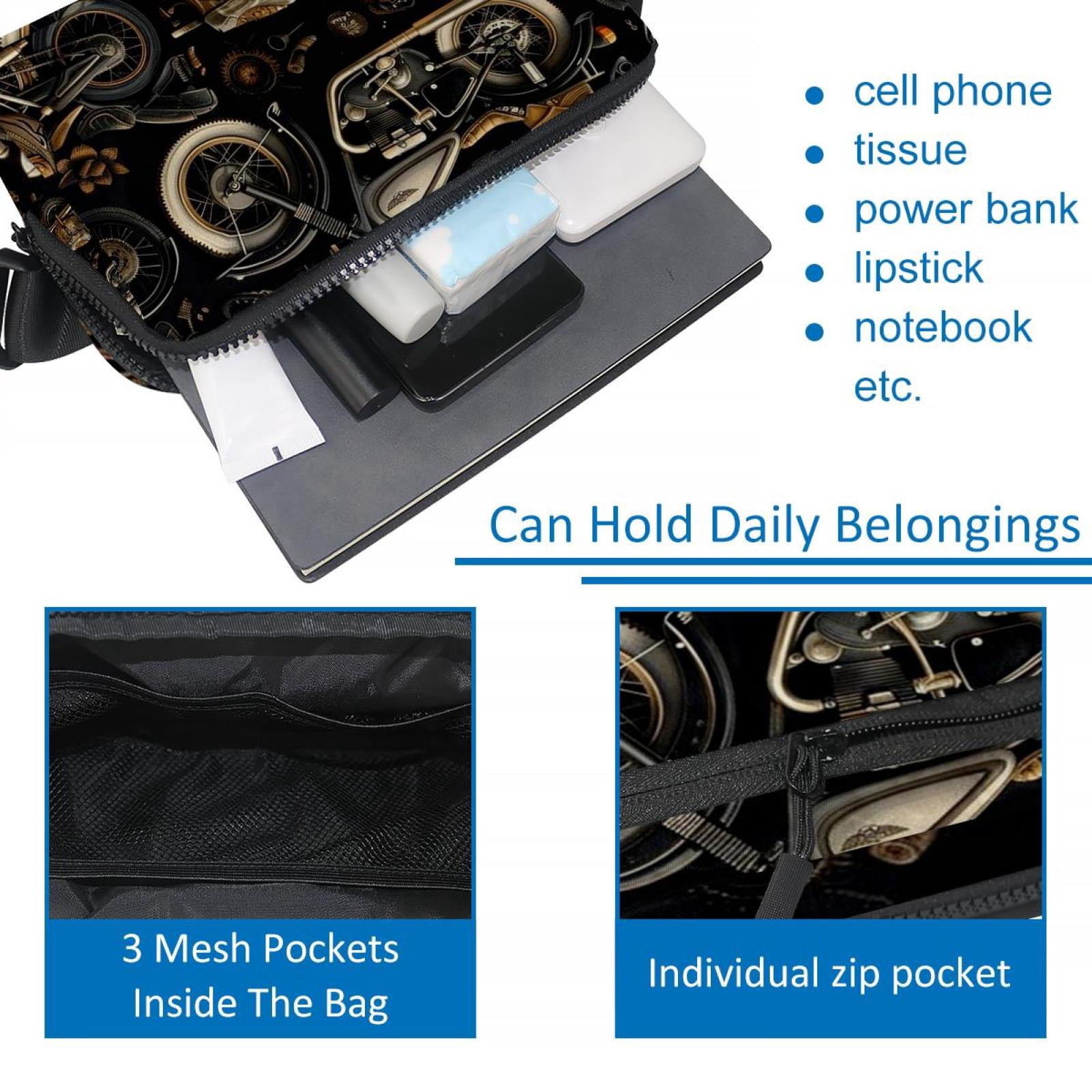 Motorcycle Versatile Lightweight Sling Bag Fanny Pack Cross Body Bag with Adjustable Extension Strap for Unisex