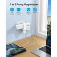 thumbnail image 2 of 2 Prong Outlet Extender 2 Pack, 3 Prong Adapter with 360 Rotating Plug, Wall Outlet Splitter with 6 AC Charger, Travel Power Adapter for US to Japan, Non-Grounded Plug Extender for Old House, 2 of 4