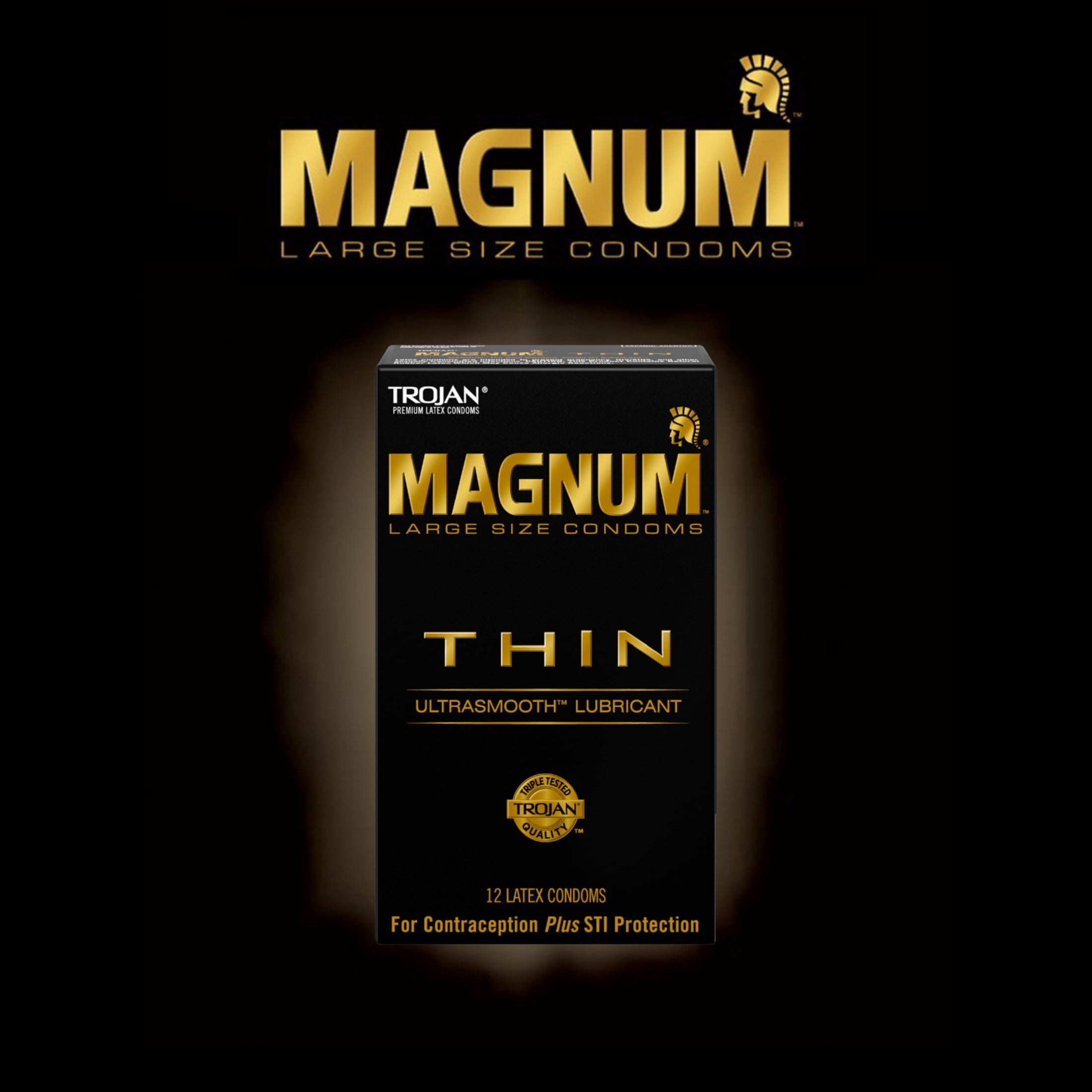 (2 pack) Trojan Magnum Thin Large Size Lubricated Condoms, 12 Count