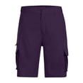 thumbnail image 4 of IYTR Cargo Shorts for Men Multi-Pocket Zipper Button Elastic Waist Shorts Summer Casual Solid Shorts Cargo Shorts Purple M, 4 of 6