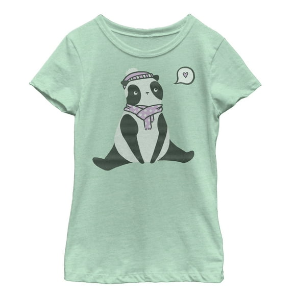 Girl's Lost Gods Panda Love Graphic Tee Mint Small