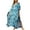 Cyan, variant on Women Swimsuit Cover Ups Ethnic Short Sleeve V Neck Plus Size Beach Kaftan Dresses